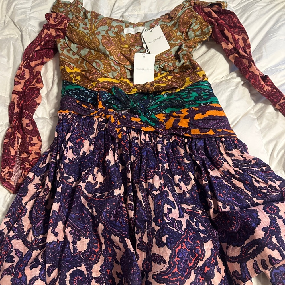 Zimmermann Multicolor Paisley Lace Mini Dress - Picture 6 of 6